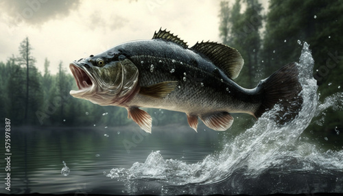 A splash of water signals a successful catch for the angler , generated by IA