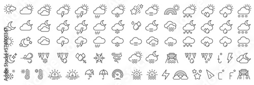 Set of conceptual icons. Vector icons in flat linear style for web sites, applications and other graphic resources. Set from the series - Weather. Editable outline icon.