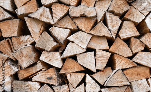 Chopped firewood, neatly stacked and stored for the winter
