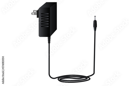 AC adapter with cord isolated on white background