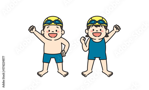 水泳 スイミング 子ども 水着 スイミングスクール イラスト