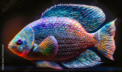 The shimmering and iridescent scales of a fish, displaying the diverse and intricate designs of aquatic life