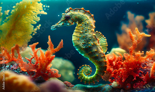 A seahorse floating peacefully in the gentle currents