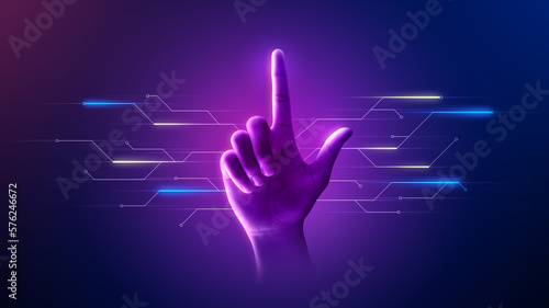 Digital internet futuristic technology hand connection metaverse future online network cyberspace communication concept on innovation smart background or virtual cyber simulation global data connect.