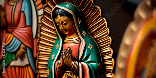 Devotion to the Virgin of Guadalupe: Sacred Wooden Figure for the Mexican Holiday