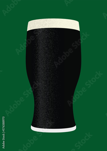 glass of beer, Guinness, pint glass, green background, alcholic drink silhouette