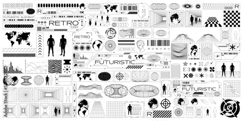 big bundle of retro futuristic design element