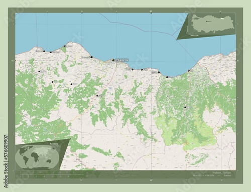 Trabzon, Turkiye. OSM. Labelled points of cities
