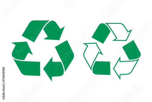 recycling symbols set, green recycle arrows icons