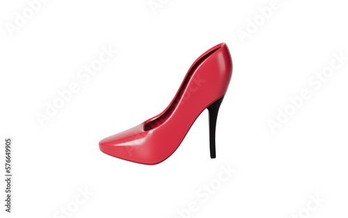 Red high-heeled shoes with white background, 3d rendering.