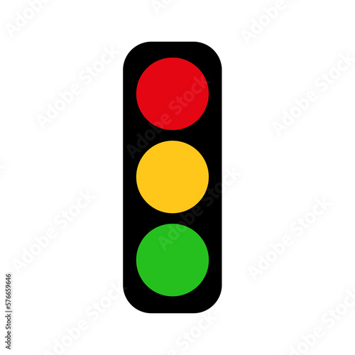 Traffic light icon isolated on white background. Traffic light illustration. Colored traffic light sign.