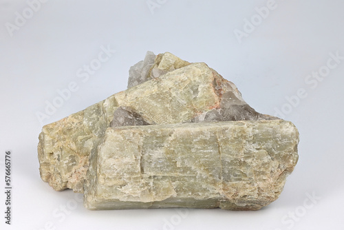 Anorthite, calcium endmember of the plagioclase feldspar minerals used in the manufacture of glass and ceramics.