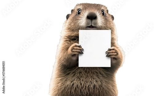 beaver holding blank sign , ai generated