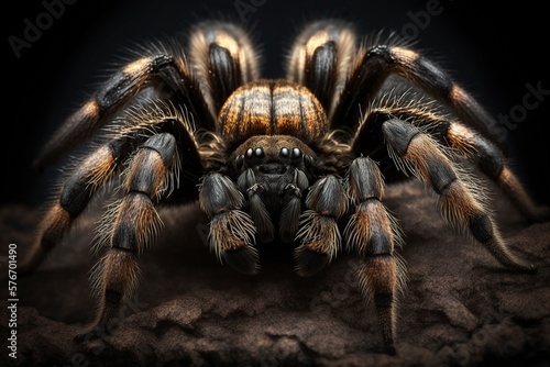 illustration, hameriiseen tarantula species on black background, ai generative