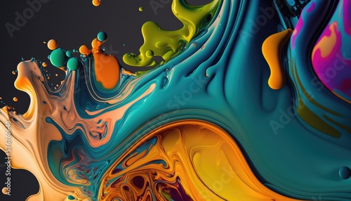 A stunning display of liquid colors in motion creates a dynamic abstract design. Generative AI