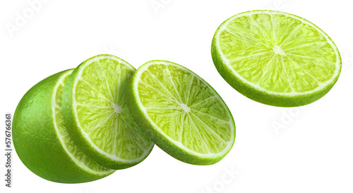 Sliced lime cut out