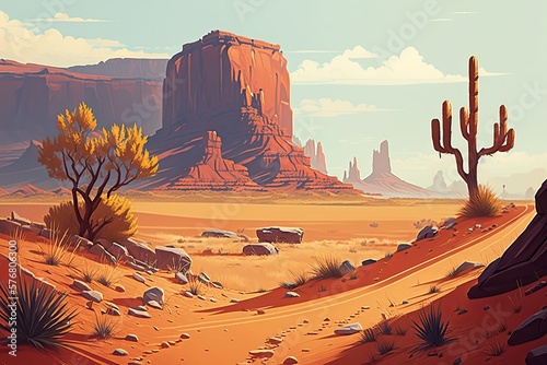 Digital Illustration of western desert landscape Generative AI