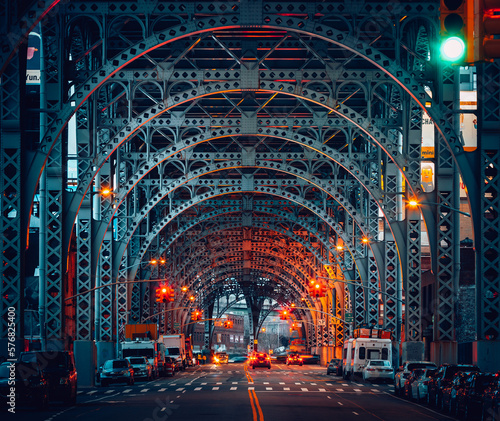 New York, USA: Riverside Drive Viaduct elevated steel highway built in 1901