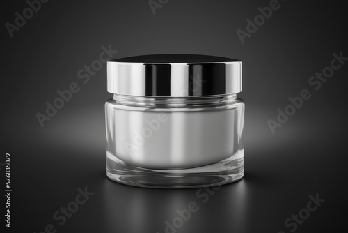 Generative AI illustration of shiny cosmetic glass jar