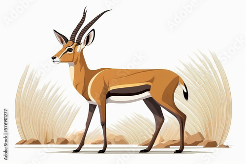 antelope cute caracter on white Background. Generative ai..