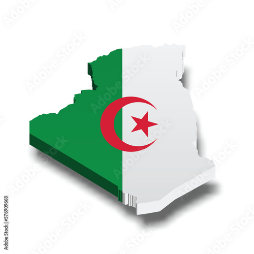 Algeria 3d map with flag