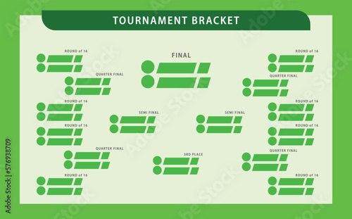 Simple green colored tournament bracket. Suitable for sports match, tournament, competition, and championship.