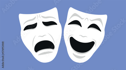 Comedy and tragedy theatrical masks. Vector illustration