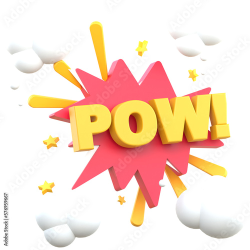 3d Cartoon comic sign burst clouds . Speech bubble, pow! sign expression and pop art text frames. 3d Comics mem expressions speech