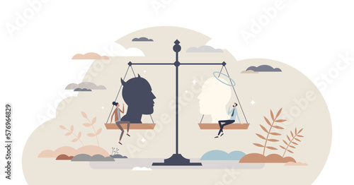 Halo effect as cognitive psychological personality bias tiny person concept, transparent background. Judgment tendency and attitude based on false evaluation illustration.