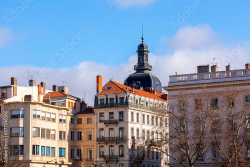 Street view and buildings in the old town of Lyon, France