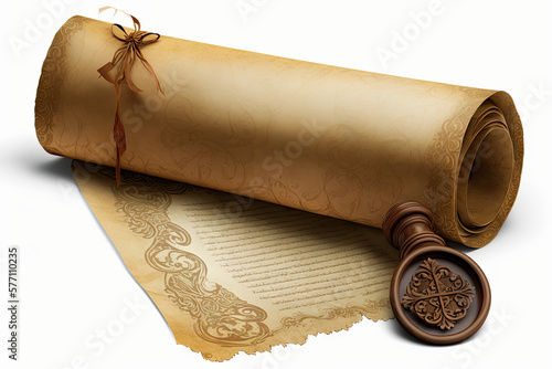 old paper scroll with wax seal