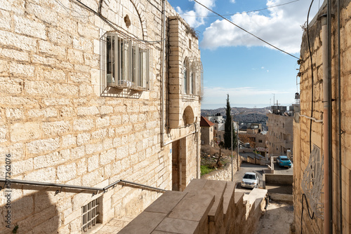 View from Star Street to adjacent streets and suburbs in Bethlehem in the Palestinian Authority, Israel