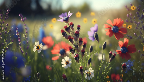Spring flowers in a flower meadow