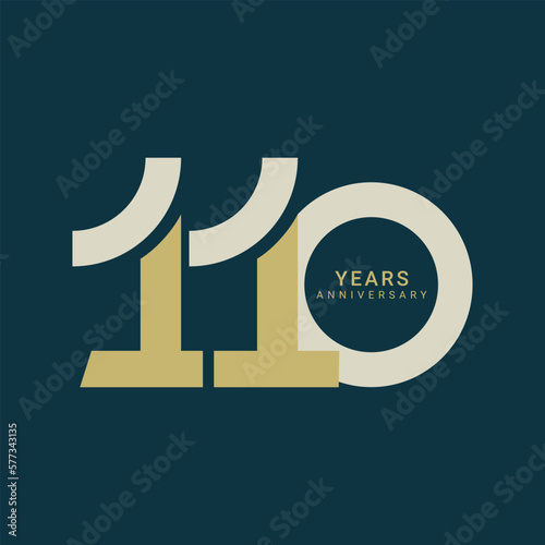 110, 110th Years Anniversary Logo, Vector Template Design element for birthday, invitation, wedding, jubilee and greeting card illustration.