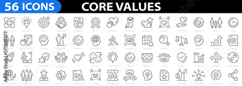 Core values 56 icon set. Line Icons. Vector illustration.