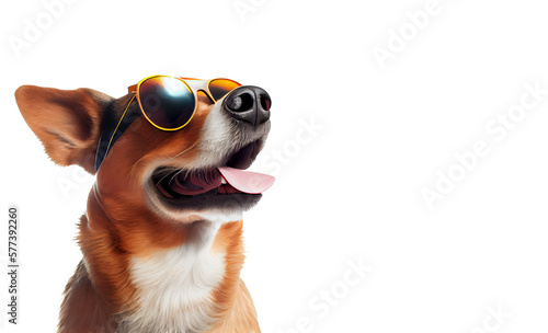 Summer dog in glasses on a transparent background. generative AI