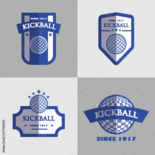 kickball badges design vector flat isolated illustration