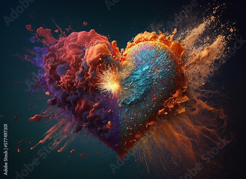 Love bombing icon. Heart explosion.. Concept of like button and social media. Generative AI. 