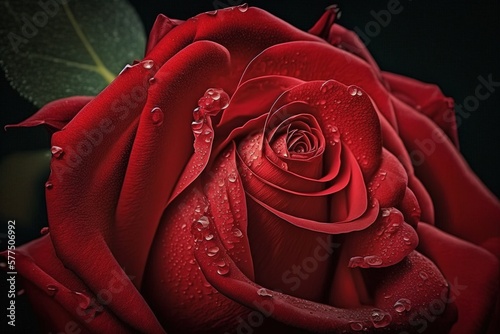 Banner full of red roses, top view. Red rose panoramic background. Fresh dark red rose. Valentine's Day . Rose blossom. Generative AI