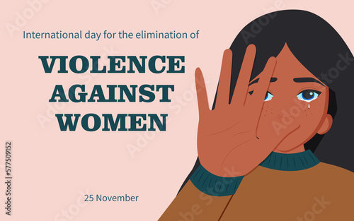 International day for the elimination of violence against women. November 25. Horizontal poster. 