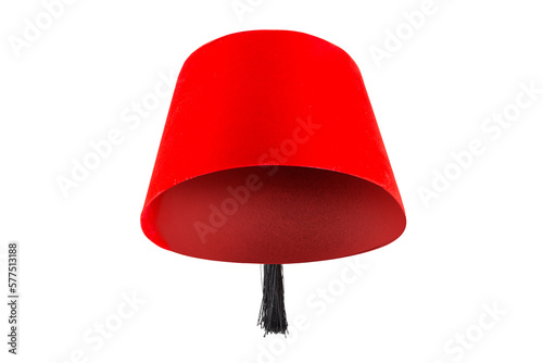 Red hat fez isolated on white background
