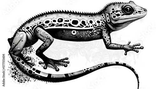 gecko illustration for tattoo or wall sticker