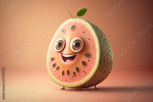 Cute Cartoon Guava Character (Created with Generative AI)