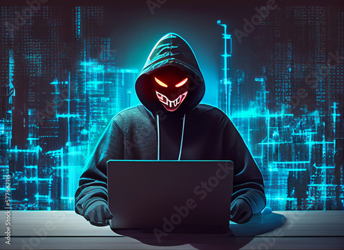Hacker with computer, hacker security measure
