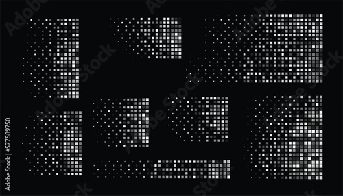 collection of pixilated mosaic pattern banner with motion effect