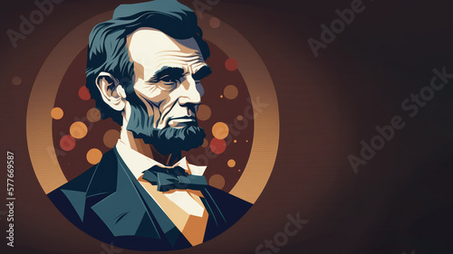 A portrait of Abraham Lincoln background flat design illustration. Generative ai.
