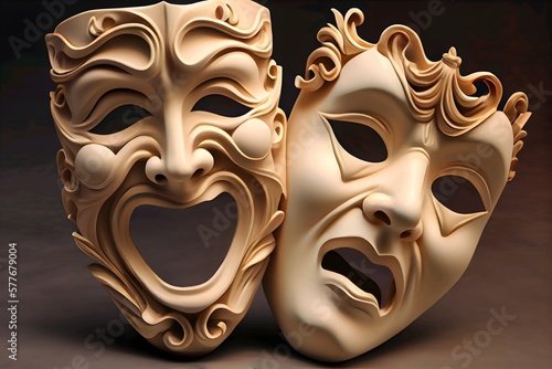 comedy and tragedy masks. venetian carnival mask. Generative AI