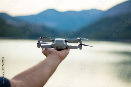 Drone on hand before flying