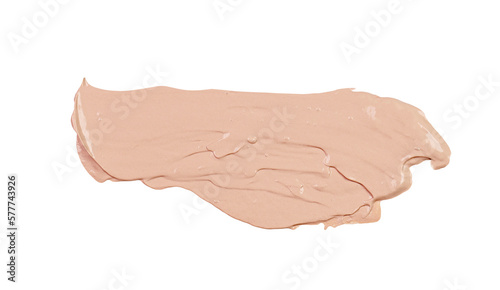 Abstract smear of beige makeup foundation, tonal cream isolated on transparent background as sample, PNG