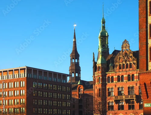Town hall or Speicherstadtrathaus in Hamburg in Germany